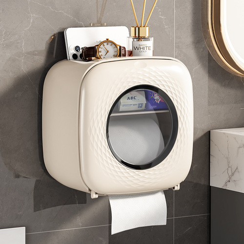 Bathroom tissue box wall-mounted toilet paper roll toilet toilet bathroom punch-free waterproof storage rack