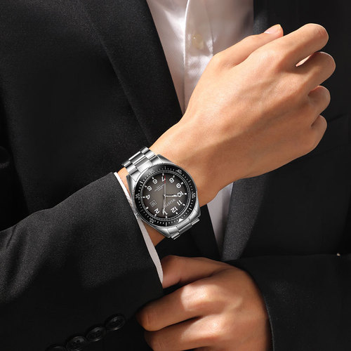 Men's Watch Waterproof Luminous Calendar Quartz Watch Steel Band Foreign Trade Watch Men's Wholesale Men's Watch Live Delivery