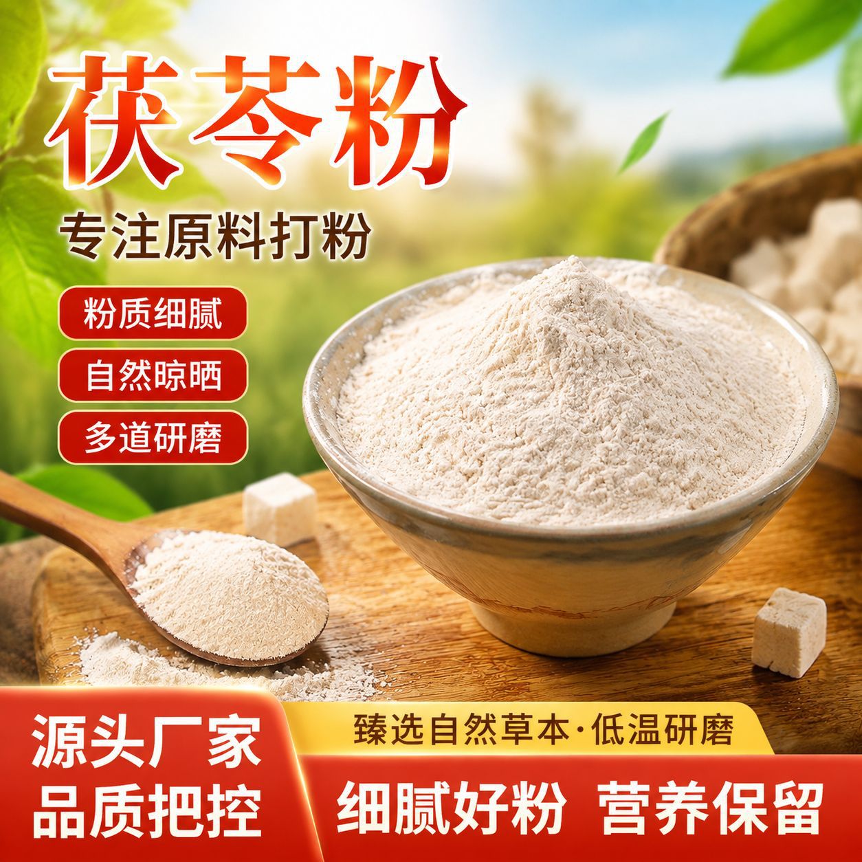 Fu Ling Powder (Poria cocos) — Freshly Milled Food-Herb Powder, 500g Bulk overview