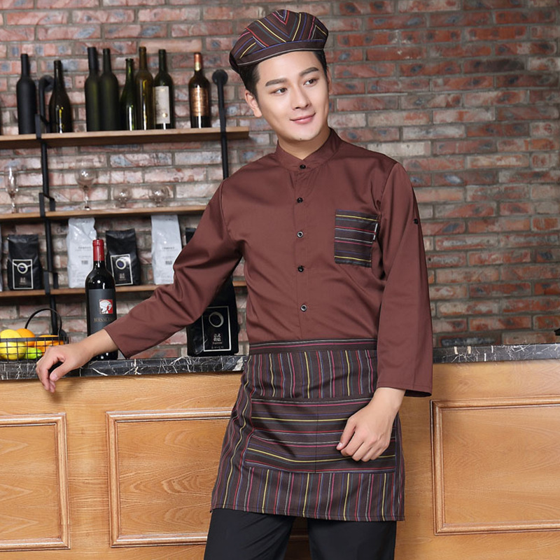 Tema occidental restaurante café hombres y mujeres ropa de trabajo Otoño e Invierno pastel hornear panadería camarero ropa de trabajo manga larga