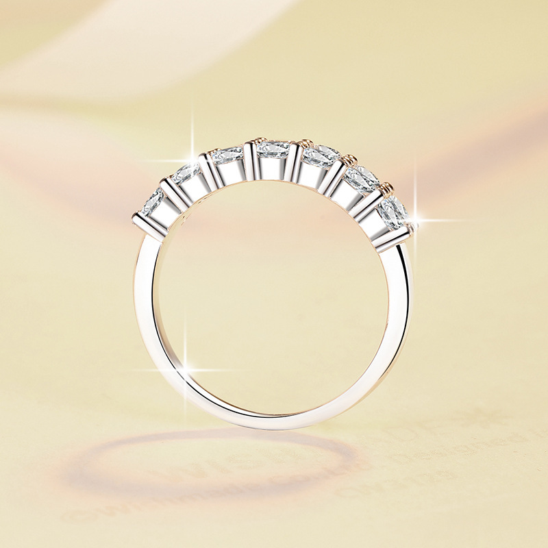 S925 Sterling Silver Double Row Moissanite Ring Old Money Style_voghion.com