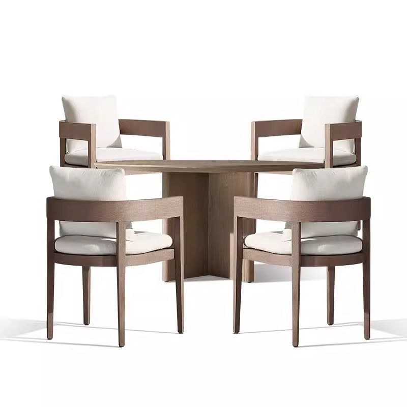 Mesa y silla de teca al aire libre simple anticorrosivo madera sólida mesa y silla al aire libre nórdica patio villa jardín combinación de ocio al aire libre