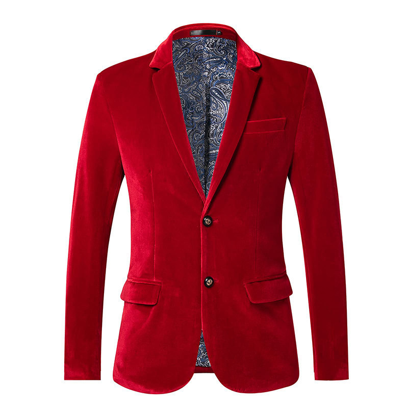 Herren-Samtblazer, schmal geschnitten, einfarbig, zweireihig, formell und leger, vielseitiges Design_voghion.com