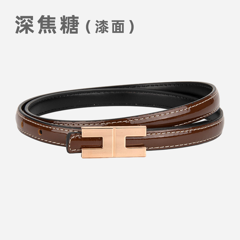 厂家直销真皮女士细腰带装饰连衣裙带裤带高级头层牛皮漆面皮带女|undefined