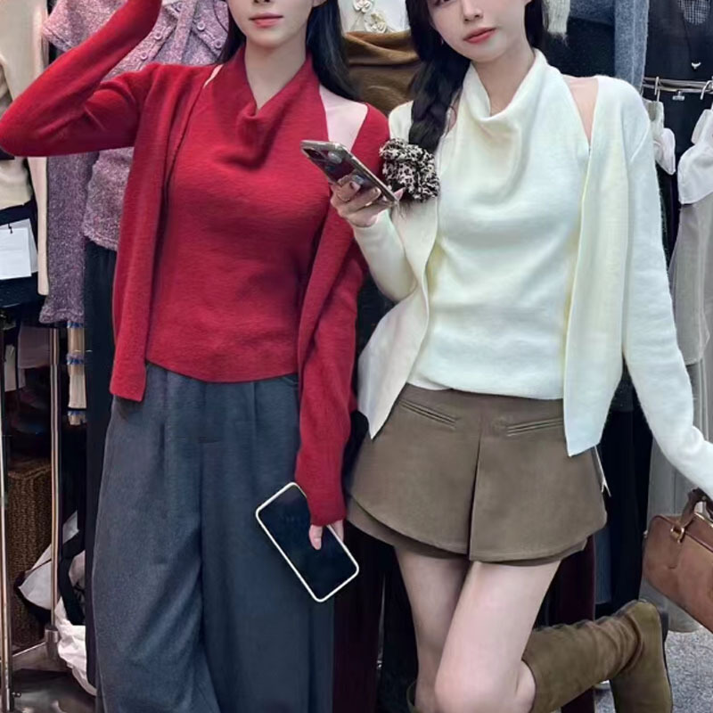Autumn design fashionable universal yellow knitted vest