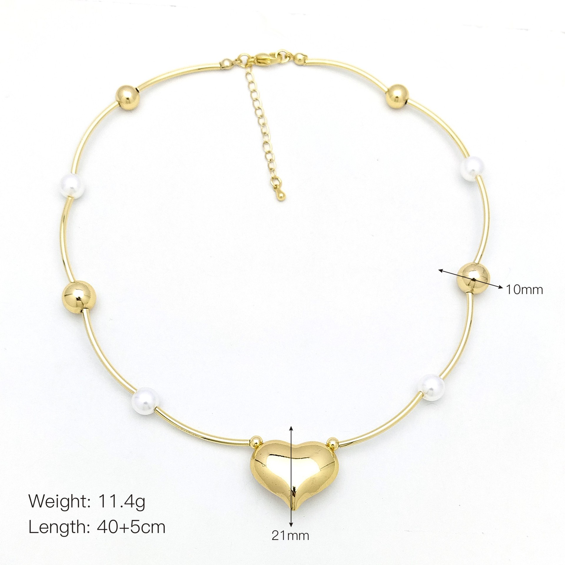 Casual, Daily Occasion Copper Beaded Pearl Inlay Star Heart Shape Bow Knot Zircon Pendant Necklace