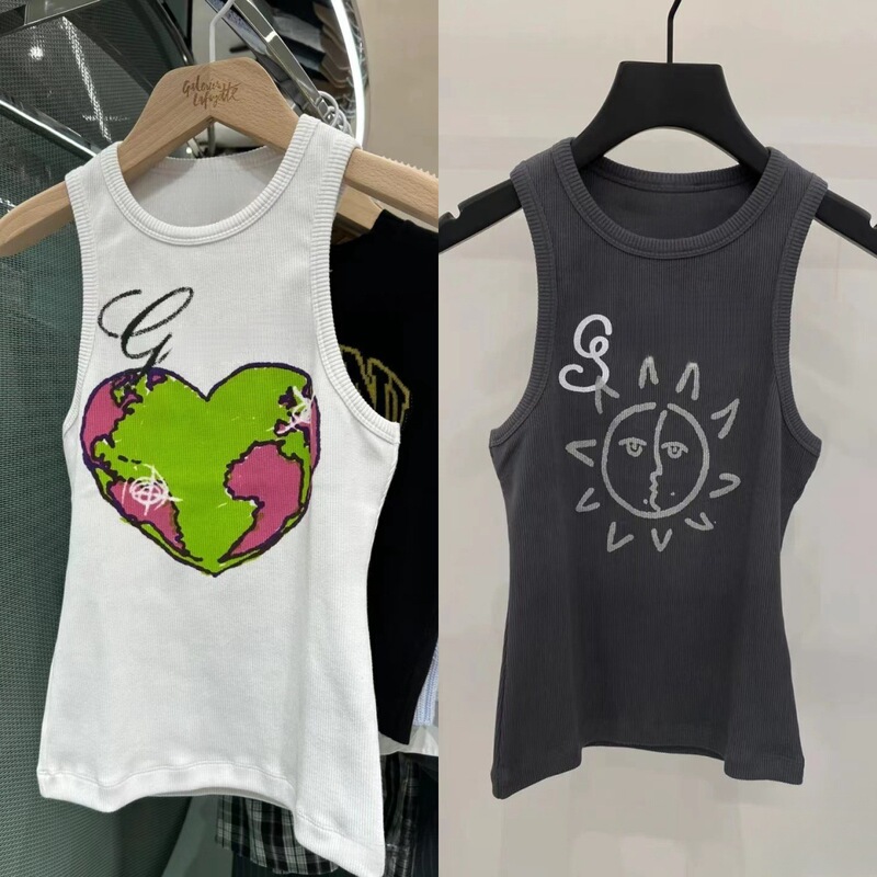 26 New Models of Earth Heart Face Print Pure Cotton Slim Fit Tank Tops Versatile Trendy Brand Sleeveless Camisole 26 New Models of Earth Heart Face Print Pure Cotton Slim Fit Tank Tops Versatile Trendy Brand Sleeveless Camisole