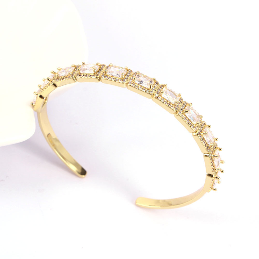 Fashion copper 18K Gold plated Multi-Color Rectangular Zircon Bracelet