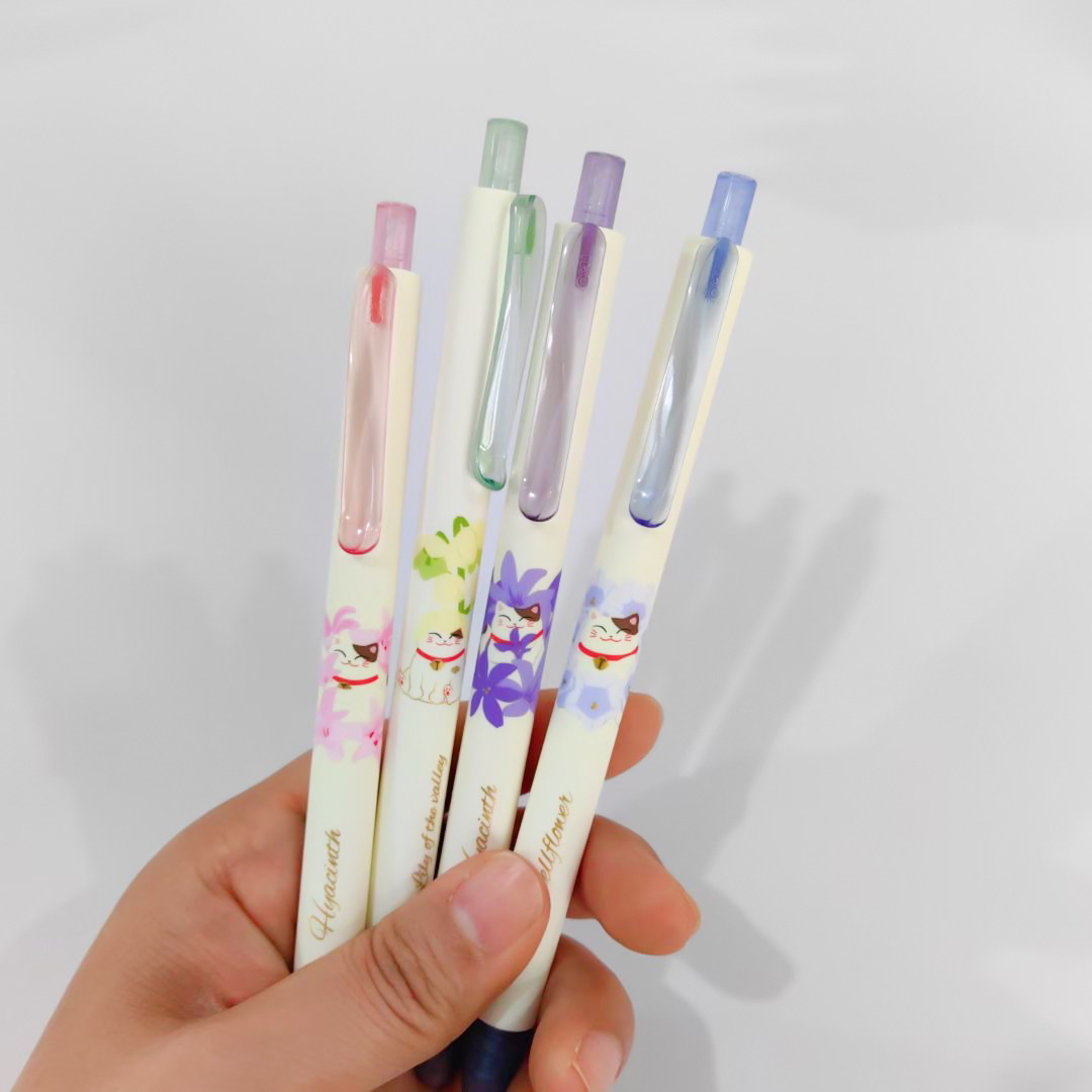 東米2407幸運招財貓正版聯名可擦晶藍按動中性筆喜慶摩擦筆刷題