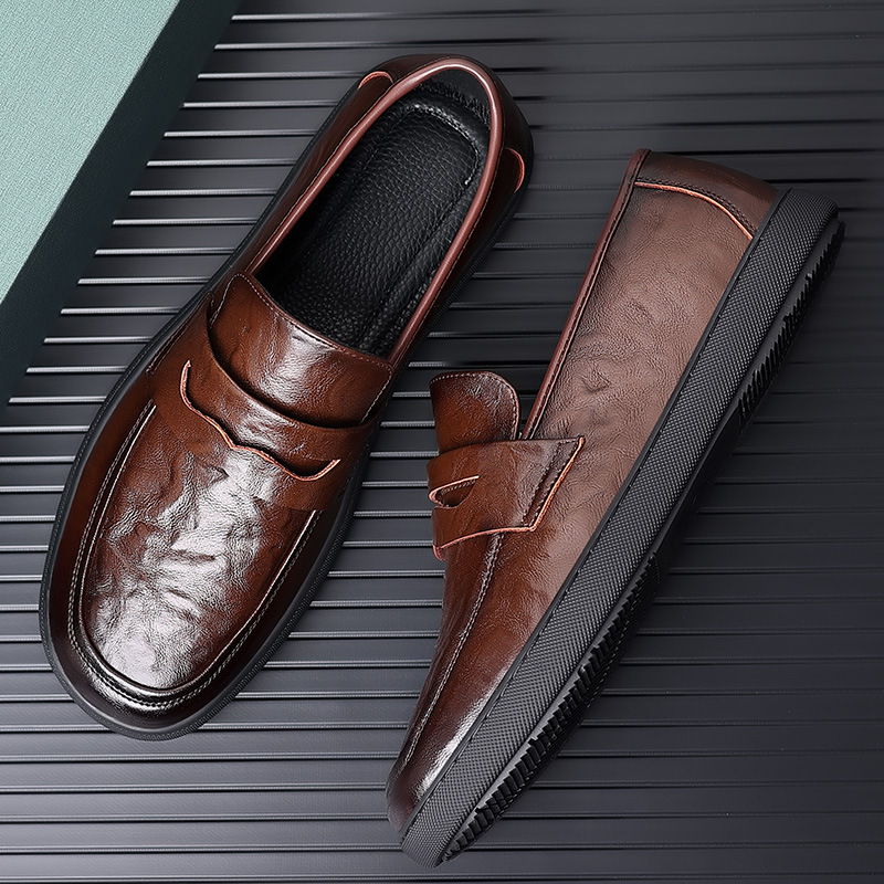 Primavera de cuero genuino de Superficie suave inferior suave mocasines zapatos de cuero de los hombres de la vendimia de cuero de vaca de los hombres Tods papá zapatos de los hombres ocasionales
