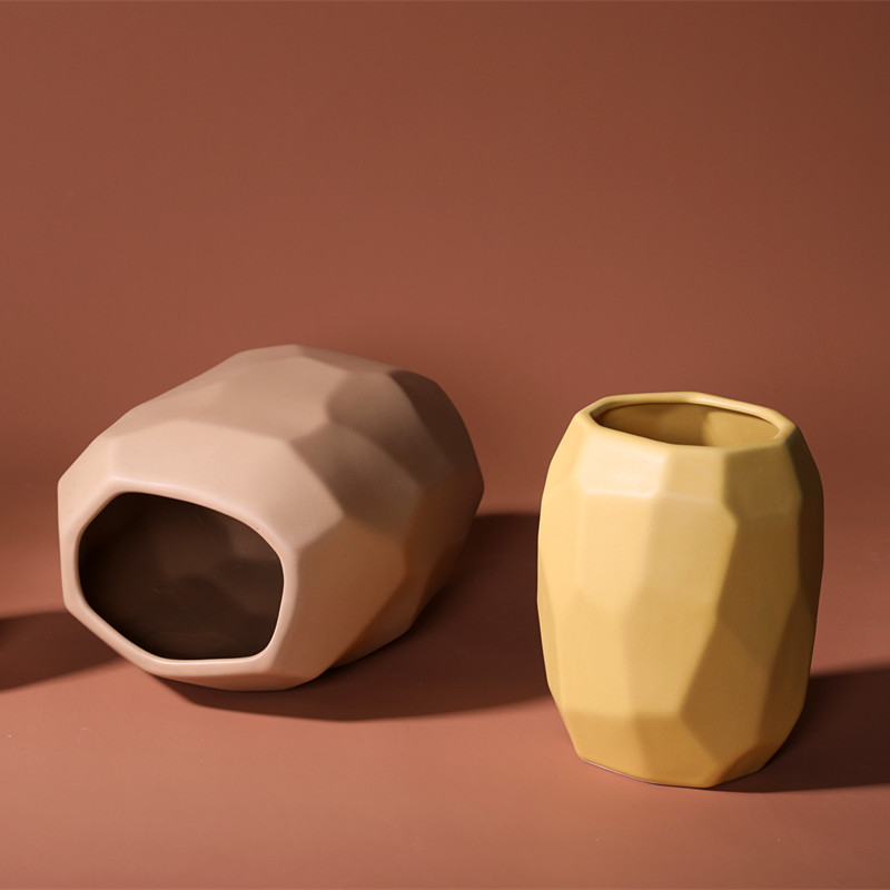 Nórdico simple geométrico Morandi florero arte cerámica decoración hogar sala de estar flor arreglo flor seca Mesa Decoración