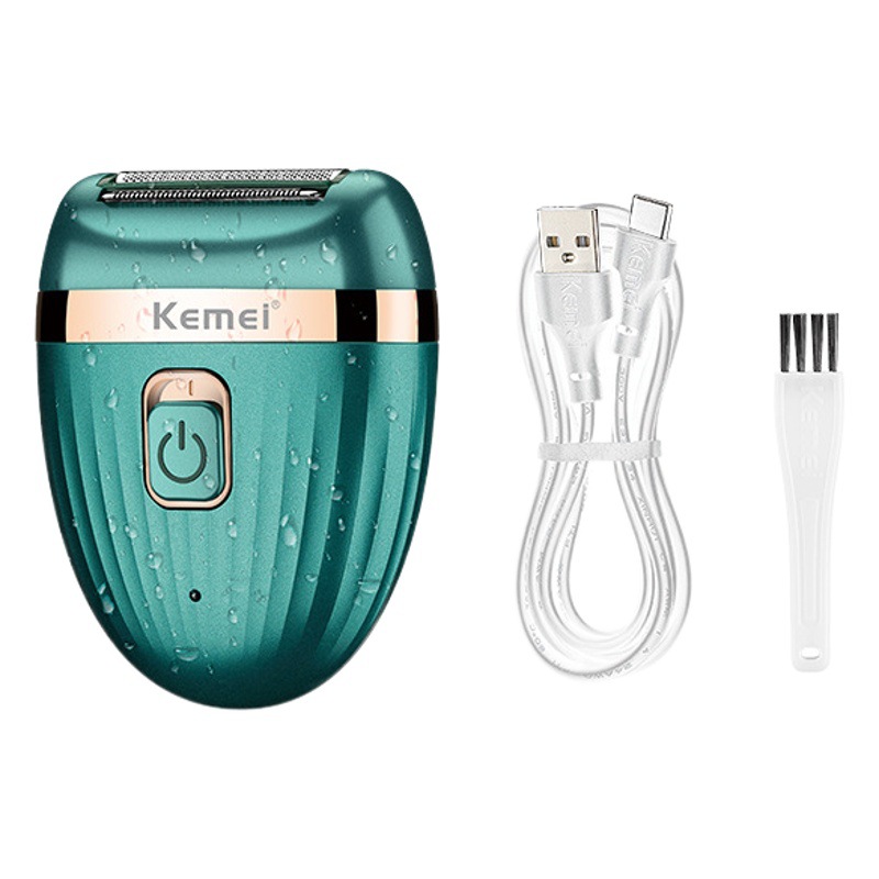 Afeitadora Eléctrica Kemei KM-393, Lavable, Dispositivo de Depilación Corporal para Mujer, Mini Afeitadora Portátil USB
