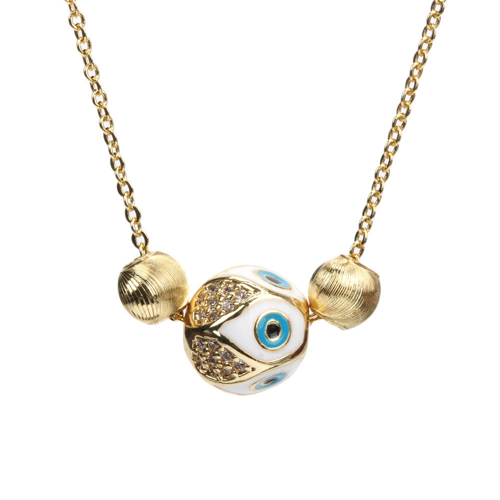 new fashion copper gold-plated devilu0027s eye oil drop pendent necklace