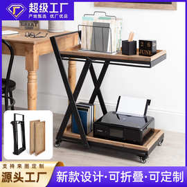 铁艺家居装饰小推车闲置物品收纳阳台客厅花园盆栽两层带轮木置物