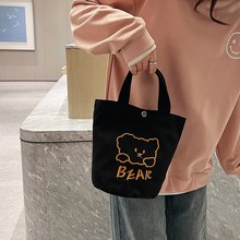 新款帆布包女学生化妆包外出零食袋便携上班手拎便当包女生手提包