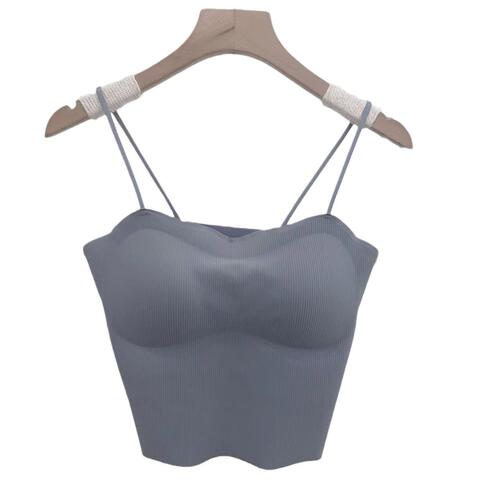 Ice Silk Beauty Back Camisole Women's Small Breast Revealing Big Thin Chest Pads Pure Desire Style Thin Anti-exposure Tube Bra Underwear