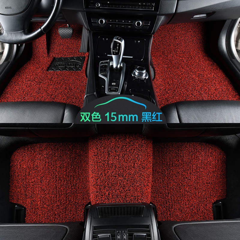 Universal – Car Carpet Car Floor Mats - black-red-15mm-thick-full-set-five-seats-custom-note-car-model-year