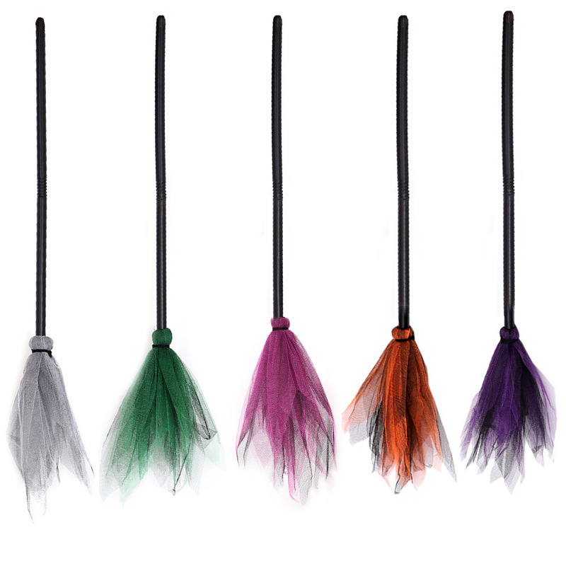 Cross-border New Halloween Broom Removable Props Ghost Festival Party Decorative Supplies Halloween Witch Broom Cross-border New Halloween Broom Removable Props Ghost Festival Party Decorative Supplies Halloween Witch Broom