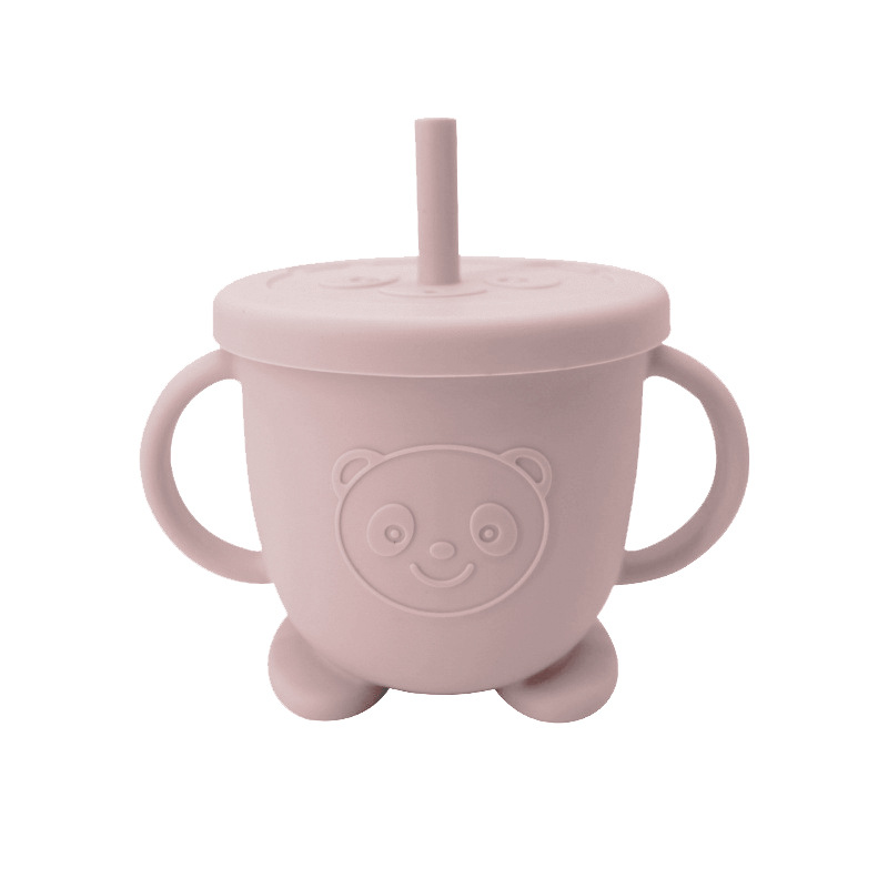 Taza de beber para niños taza de agua dos en uno de doble tapa taza de merienda de silicona entrenamiento para bebés agua potable taza de paja para niños bebé