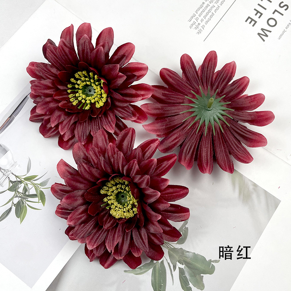 Flores de gerbera brillante DIY pinzas de flores cabeza de flores de fabricación de ropa minoritaria material de decoración de pared