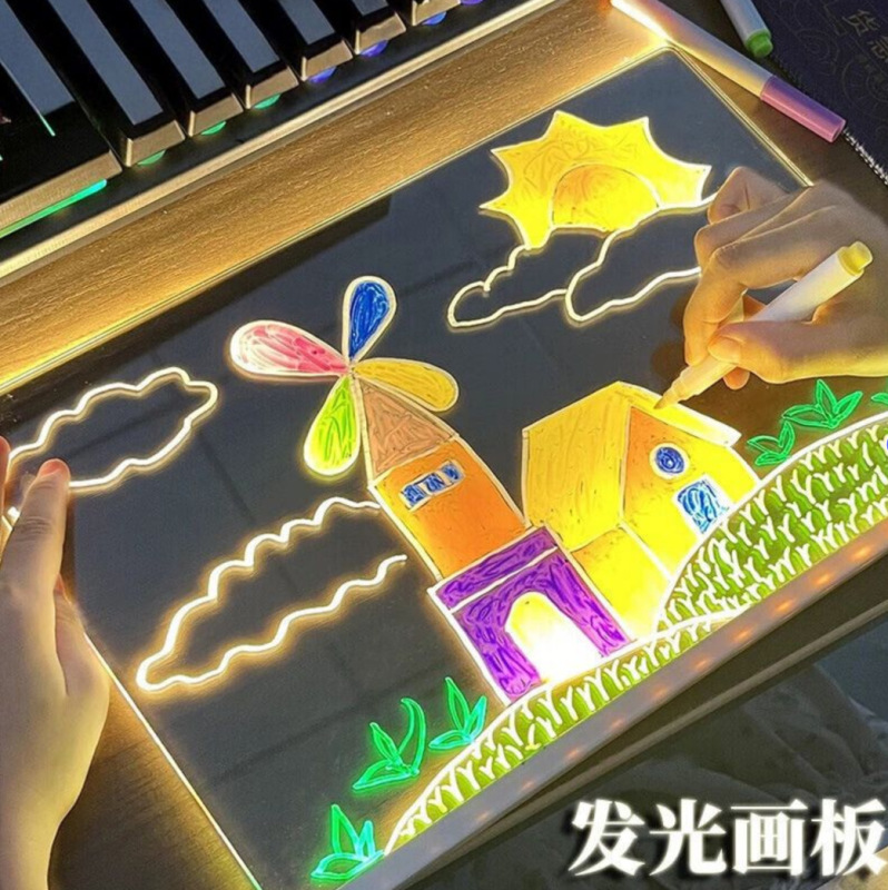 国境を越えた消せるDIY子供用お絵かきボード、光る手作りおもちゃ、書き込みボード、黒板、小物、磁気吸着式書き込み|undefined
