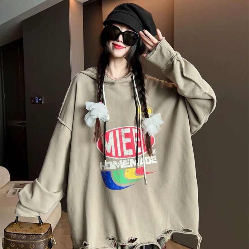 Mid-Length Hooded Long-Sleeve Sweatshirt for Women 2026 Plus Size Autumn New Loose Slimming Designer Top Jacket Mid-Length Hooded Long-Sleeve Sweatshirt for Women 2026 Plus Size Autumn New Loose Slimming Designer Top Jacket