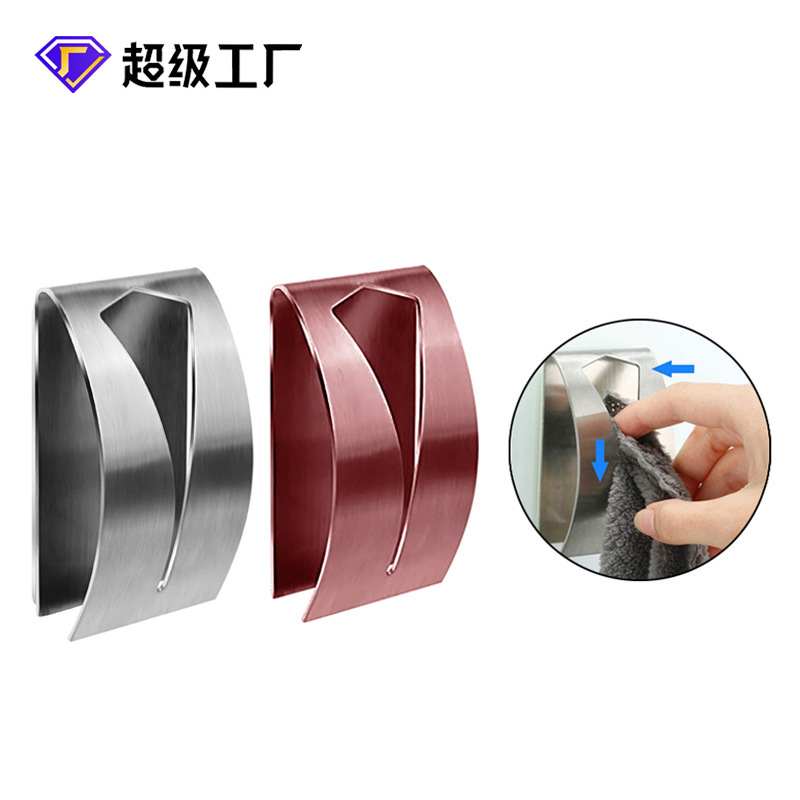 Cross-border Stainless Steel Door Rear Single Clothes Hook Integrated Single Hook Punch-free Door and Window Towel Storage Hanger Door Hook Adhesive Hook