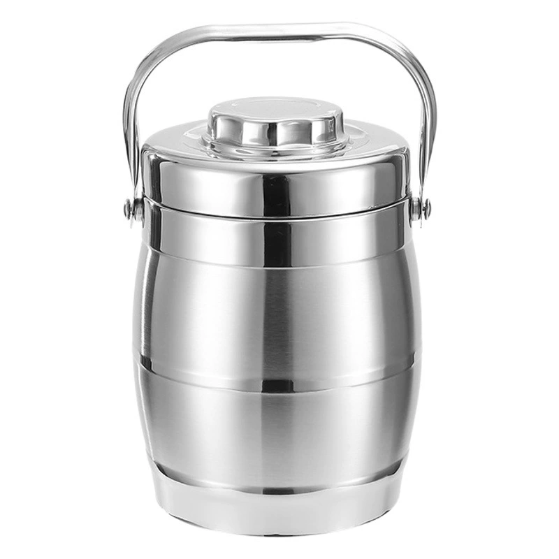 Прямой барабан с крышкой чаши для кастрюли из нержавеющей стали вакуумная изоляция ланч-бокс большой емкости портативный студент многослойная коробка бенто