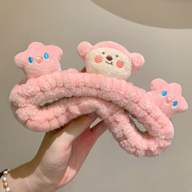 Otoño y invierno dibujos animados peluche lavar la cara cinturón de cabello máscara de mujer lavar la cara cinturón de cabello impermeable estereoscópico impermeable adornamientos de cabello al por mayor