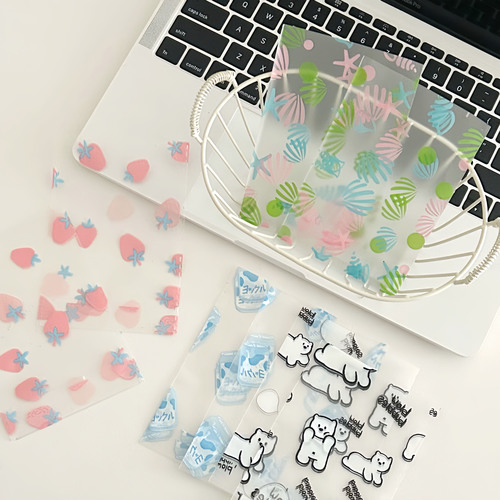 Ins-style cute cartoon bear milk bottle strawberry shell flat pocket card package bag card package material
