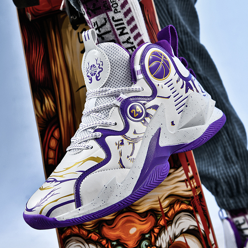 Baskets junior 11 garçons collège enfants 14 junior lycée garçons chaussures chaussures de basket-ball en cuir_voghion.com