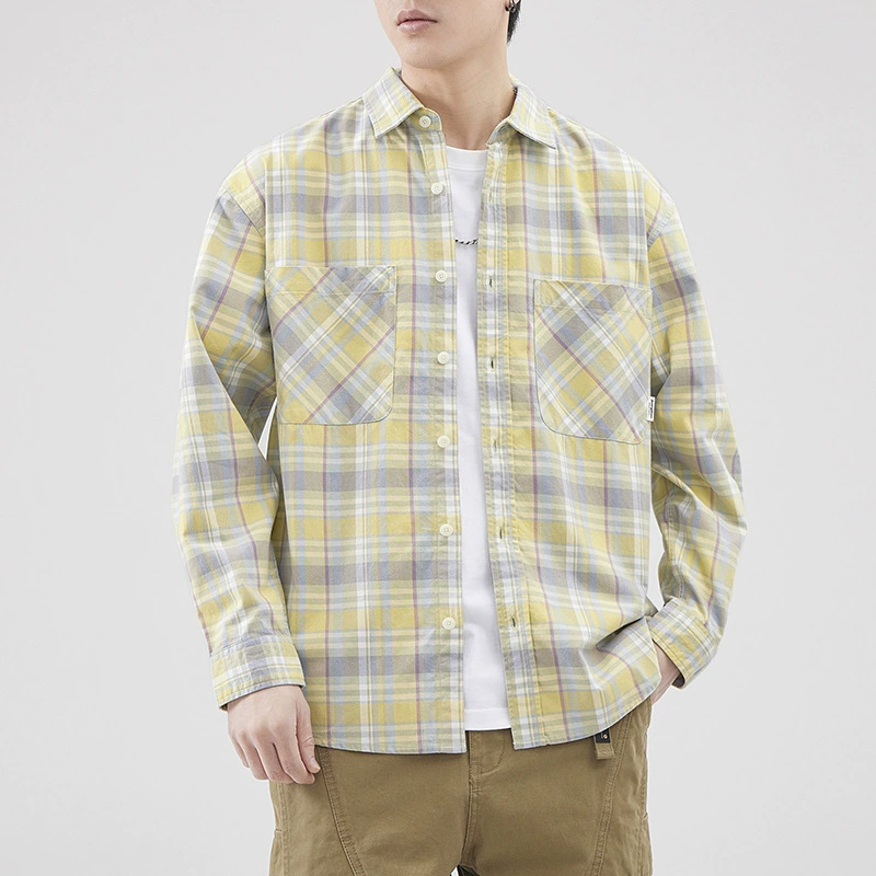 Demi-season Japanese retro cotton shirt for leisure