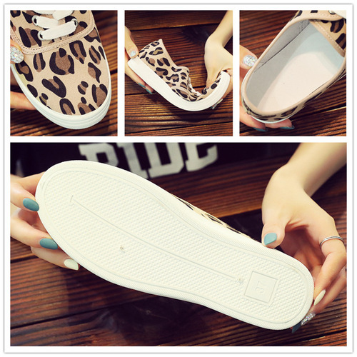 Leopard print canvas shoes women's low-top 2024 new Korean version versatile student sneakers Harajuku ulzzang flat shoes