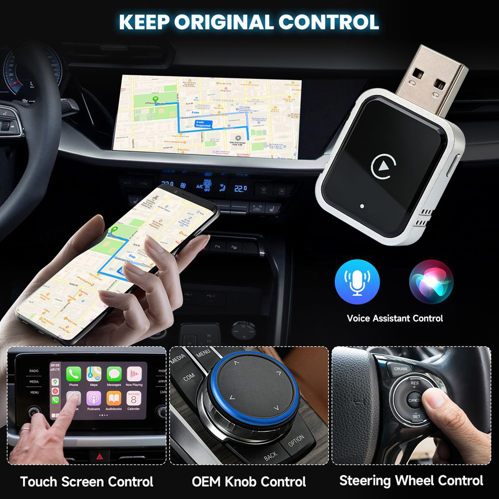 New Cross-Border Wireless Carplay Android Auto Car Navigation Wired-To-Wireless Car Foreign Trade Box