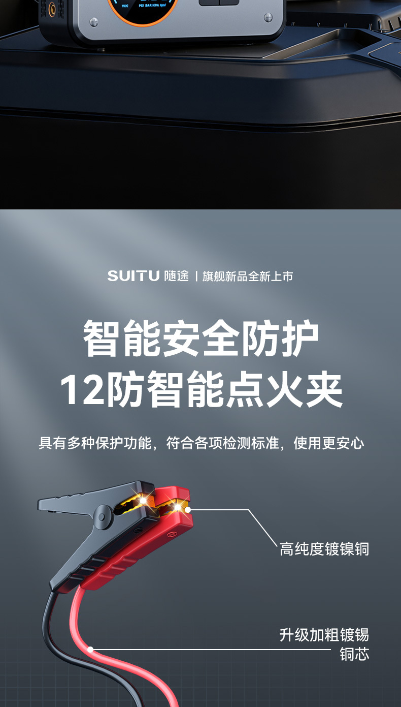 Car Wireless Air Pump, Portable Car Air Pump, Emergency Starting Power Supply, Power Bank, Multi-Functional Artifact