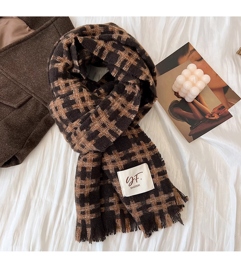 Bufandas a cuadros de invierno para mujeres nuevas parejas coreanas de alto nivel parejas de estilo universal grueso y cálido gran chal de cachemir imitación buñuelo