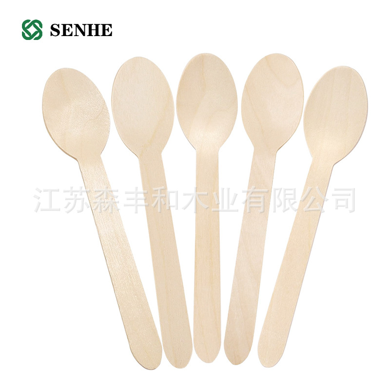 环保一次性桦木勺 160mm可印刷 LOGO 可生物降解可堆肥餐具