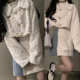 2025秋冬季新款女羊羔毛外套加绒加厚+撞色拼接半身裙套装两件套
