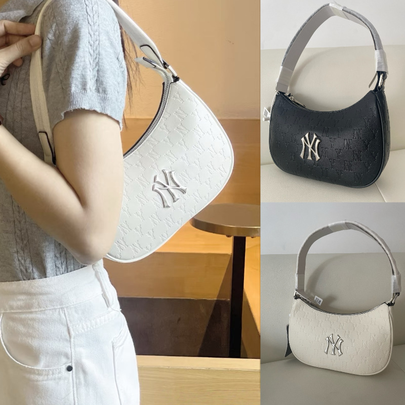 Korean Mlb New Underarm Bag Light Luxury Trendy Brand Embossed Metal Dumpling Bag Handbag Shoulder Bag Moon Bag Fashion