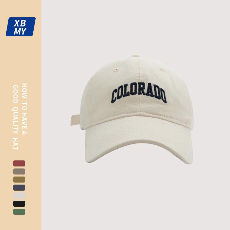 Hochwertige, matte Softtop-Baseballkappe mit aufgestickten Herrenbuchstaben in koreanischer Version, trendigem großem Kopf, kleinem Gesicht,_voghion.com