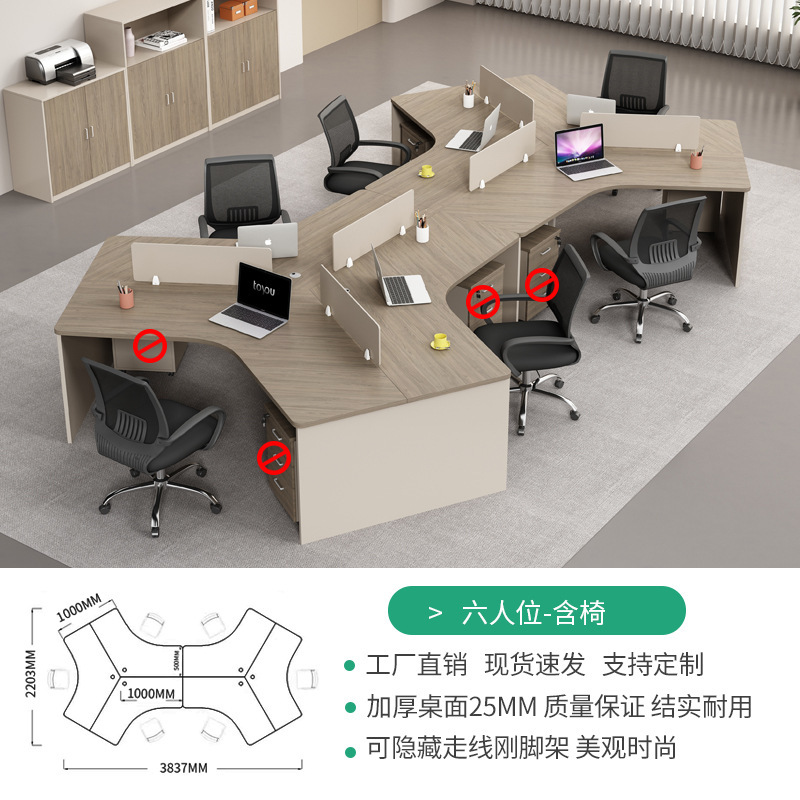 电脑职员桌3/5/6人工位异型简约现代屏风隔断办公室财务组合桌椅|undefined