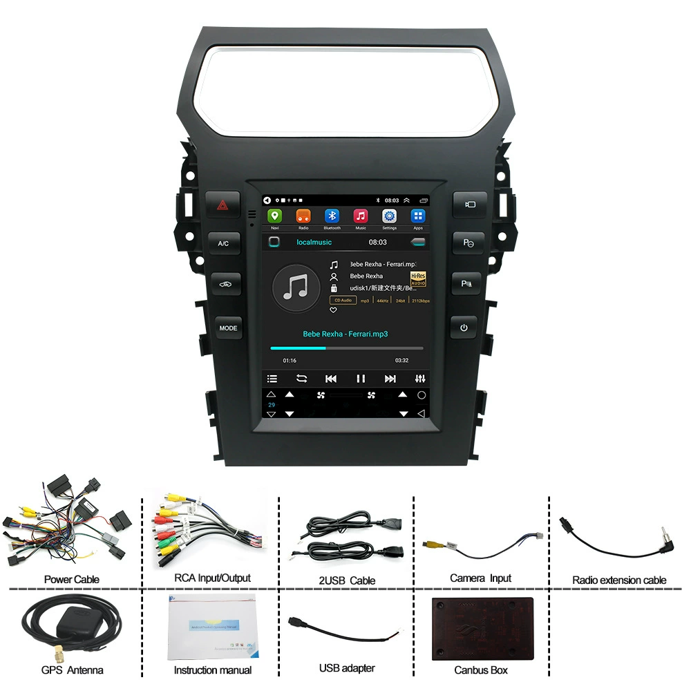 Подходит для автомобильной навигации с Android WiFi Bluetooth GPS вертикальным экраном 11-19 Ford Explorer все в одном