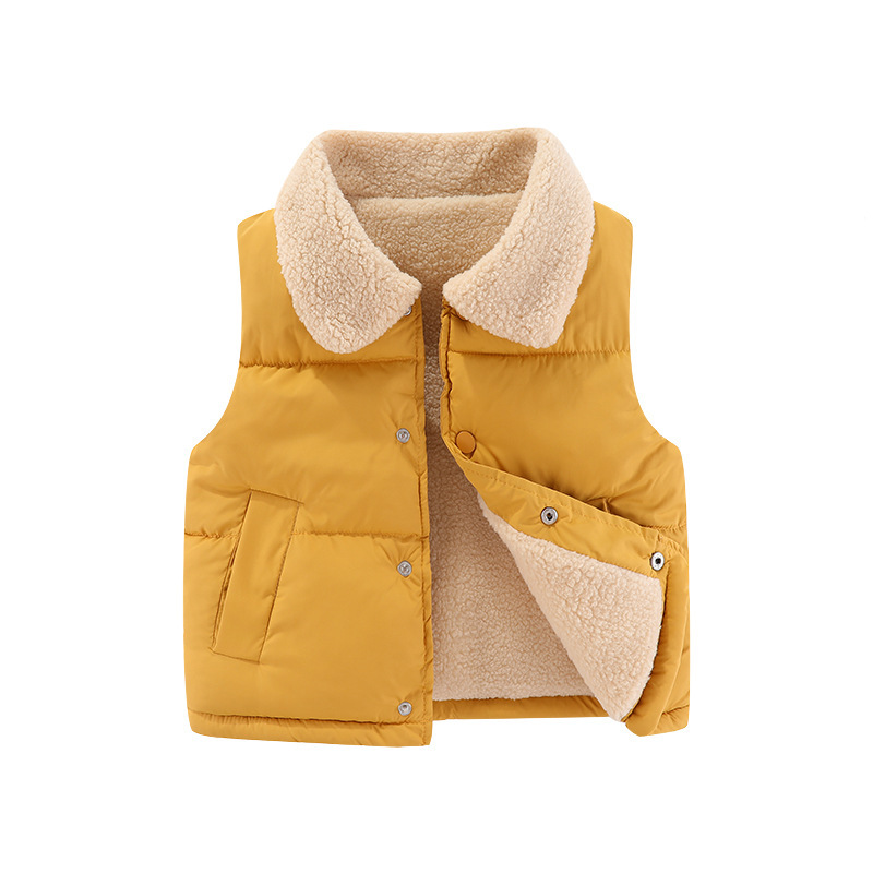 Anti-temporada 2025 nuevo chaleco de algodón para niños más vello engrosado para niños y niñas caballo clip de cordero cachemira ropa exterior transfronteriza