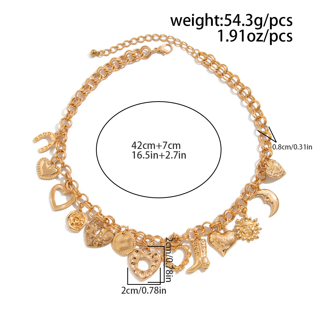 12g Weight Lobster Trigger Clasp Closure Clasp Closure Type Alloy Pendant Material Multi Charms Necklace Classification Alloy Chain Material cable chain Chain Type 1 Piece Quantity Holiday, Travel Occasion Alloy Material Geometric, Heart Shape, Shell Pattern All Seasons Season Women's Gender Plating Design Vacation, Marine Style Style Vacation Marine Style Geometric Heart Shape Shell Alloy Cable Chain Lobster Trigger Clasp Closure Layered Necklaces Wholesale 14
