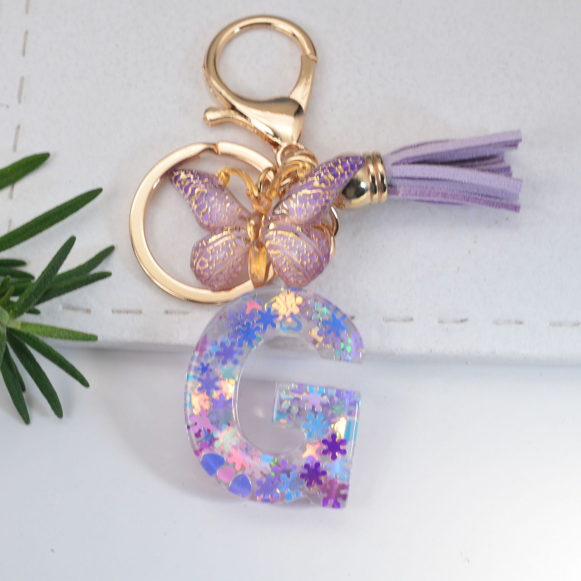 Bag Pendant, Keychain Classification 1 Piece Quantity Daily, Shopping Occasion 1 Piece Simple Style Letter Butterfly Plastic Resin Epoxy Bag Pendant Keychain