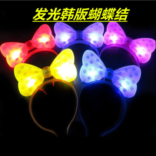 Korean version of luminous bow, hairband, glitter hairpin, Minnie headband, concert headband, night market wholesale