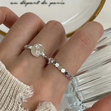 新款超闪亮片蜂巢戒指女简约小众设计感百搭ins开口可调节食指戒