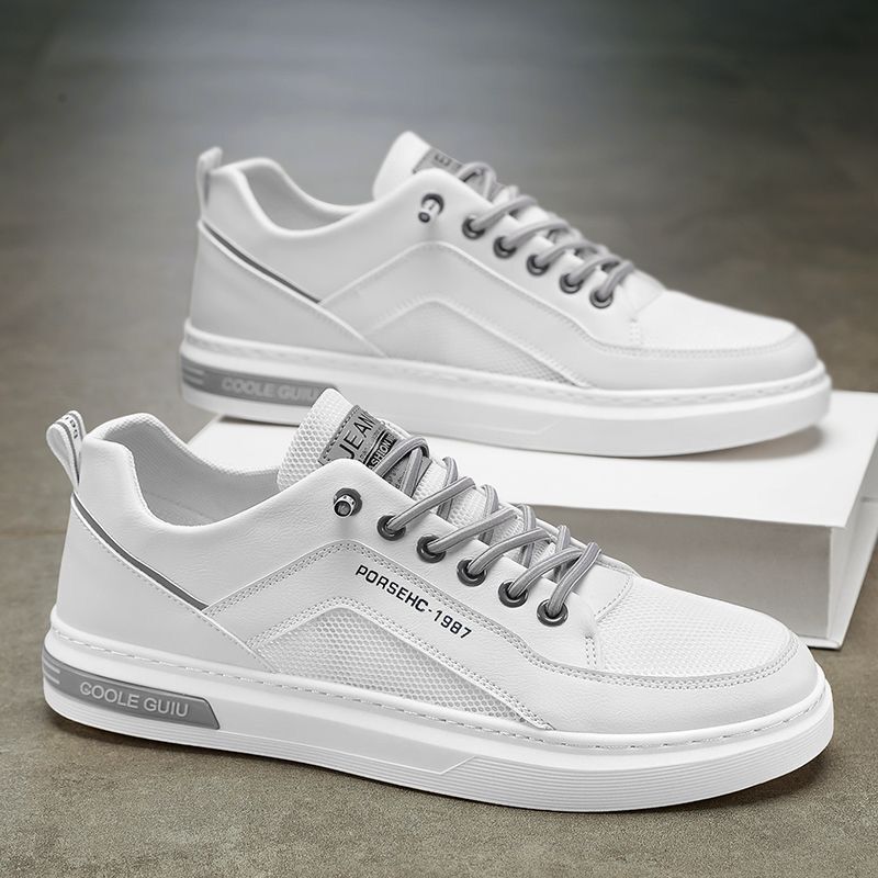 Zapatos de hombre nuevos zapatos de deporte de malla hueca transpirables de primavera y verano zapatos de moda ligeros casuales zapatos blancos de estudiantes de moda de todos los partidos