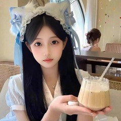 ブルーロリータcos猫耳ヘアクリップかわいい猫娘獣耳蝶結びヘアバンド高級感少女ティアラ
