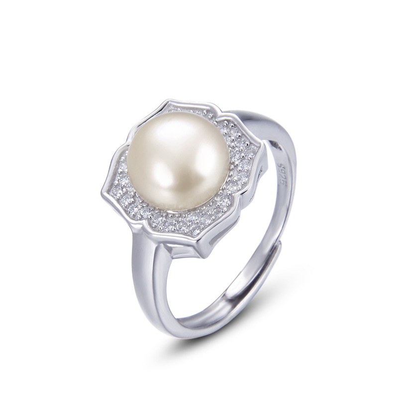 S925 plata esterlina anillo de perlas de agua dulce para las mujeres verano 2023 nueva moda personalizada abierta pulsera de anillo de dedo índice